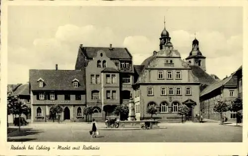 Ak Bad Rodach Oberfranken Bayern, Markt mit Rathaus