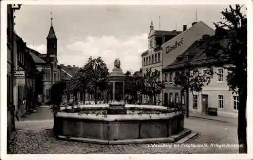 Ak Lichtenberg Oberfranken, Kriegerdenkmal, Gasthof, Brunnen, Restaurant von Hans Merkel