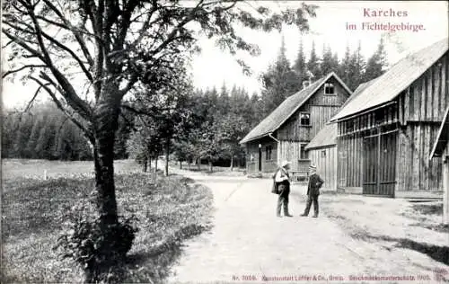 Ak Karches Bischofsgrün im Fichtelgebirge, Ortspartie, Straße, Haus, Baum