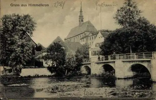 Ak Himmelkron in Oberfranken, Teilansicht, Brücke, Gasthaus