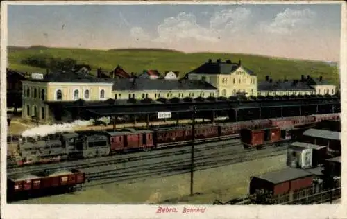Ak Bebra an der Fulda Hessen, Bahnhof, Lokomotive