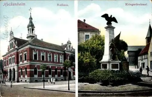 Ak Hockenheim in Baden, Rathaus, Kriegerdenkmal
