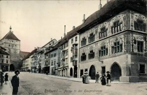 Ak Rottweil am Neckar, Hauptstraße, Turm, Tor