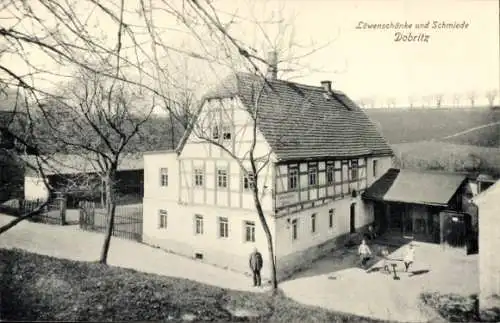 Ak Dobritz Meißen in Sachsen, Löwenschänke, Schmiede
