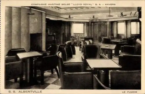 Ak Raucherzimmer im Dampfer SS Albertville,Belgian Line