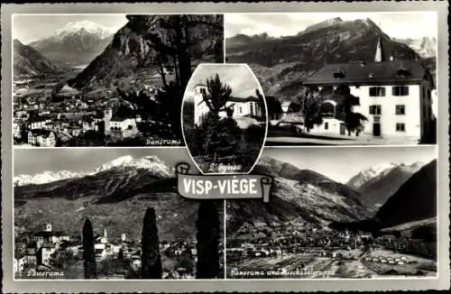Ak Visp Viege Kt. Wallis Schweiz, Ortsansichten, Berge, Mischabelgruppe