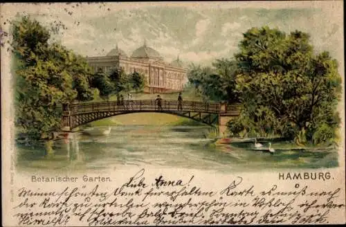 Litho Hamburg Mitte Altstadt, Botanischer Garten