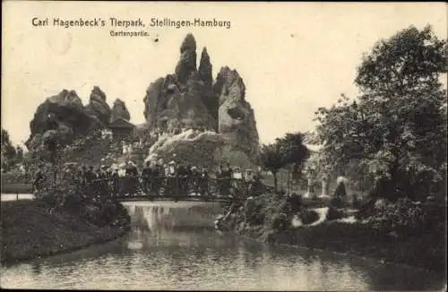 Ak Hamburg Eimsbüttel Stellingen, Carl Hagenbeck's Tierpark, Gartenpartie