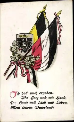 Wappen Ak Ich hab mich ergeben, Mit Herz und mit Hand, Fahnen, Kaiserreich