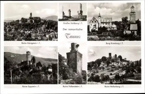 Ak Königstein im Taunus, Fernsh UKW Sender, Ruine Eppstein Falkenberg Reifenberg Kronberg