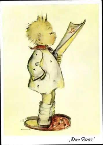 Künstler Ak Hummel, Berta, Glückwunsch Geburtstag, Der Poet, Nr. 5553