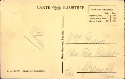 Ak Spa Wallonien Lüttich, Route de Geronstere