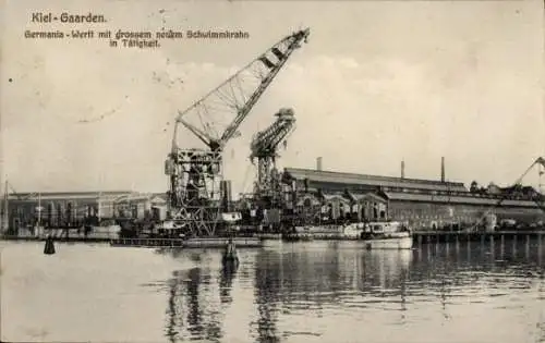 Ak Gaarden Kiel, Germania-Werft, neuer Schwimmkran