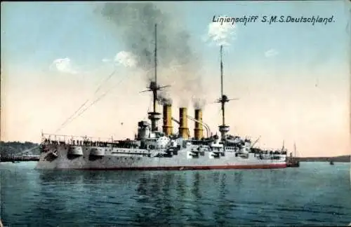Ak Deutsches Kriegsschiff, Linienschiff S.M.S. Deutschland, Kaiserliche Marine