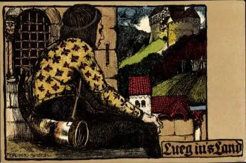 Künstler Ak Spiegel, Ferd., Lueg in's Land