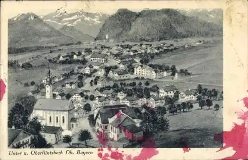 Ak Oberflintsbach Flintsbach am Inn Oberbayern, Gesamtansicht, Kirche