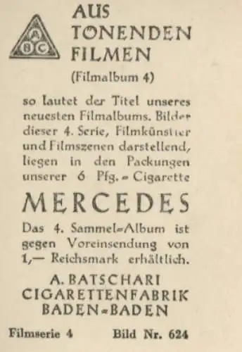 Sammelbild Schauspieler Harry Frank, Bild Nr. 624