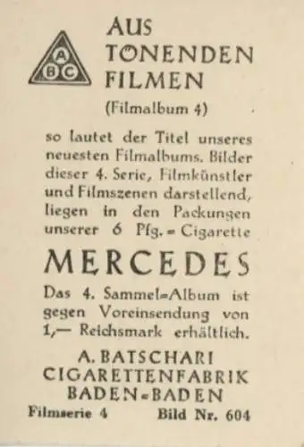 Sammelbild Schauspieler Harry Piel, Bild Nr. 604