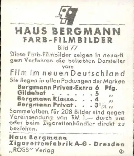 Sammelbild Schauspieler Harry Piel, Bild Nr. 77