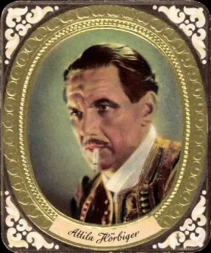 Präge Passepartout Sammelbild Schauspieler Attila Hörbiger, Bild Nr. 186
