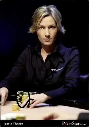 Ak Schauspielerin Katja Thater, Portrait, Autogramm, Pokerstars.com