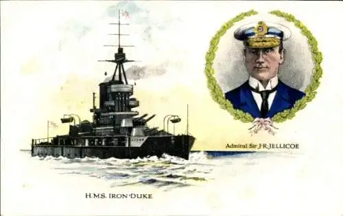 Ak Britisches Kriegsschiff H.M.S. Iron Duke, Admiral J.R. Jellicoe