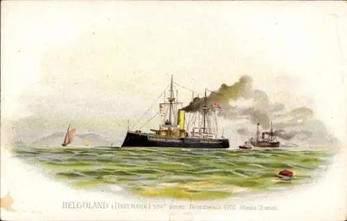 Litho Dänisches Kriegsschiff, Helgoland