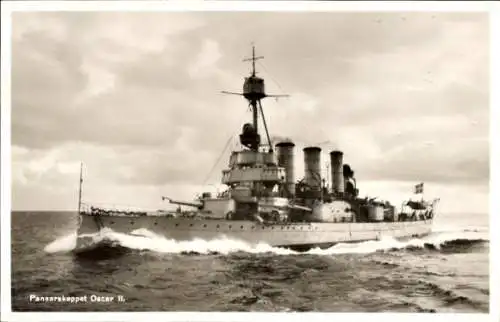 Ak Schwedisches Kriegsschiff Oscar II