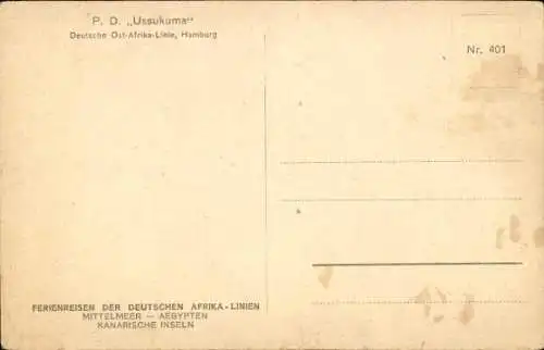 Ak Dampfer Ussukuma, Deutsche Ost-Afrika Linie, DOAL