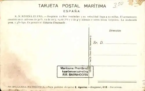 Ak Italienisches Kriegsschiff Regina Elena