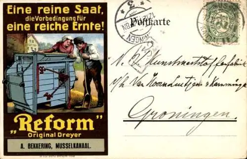 Litho Werbung, Landwirtschaft, Reform, Original Dreyer, Saat, Reiche Ernte