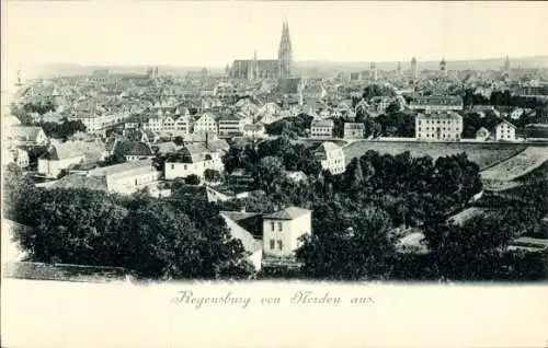 Ak Regensburg an der Donau Oberpfalz, Stadtansicht von Norden aus