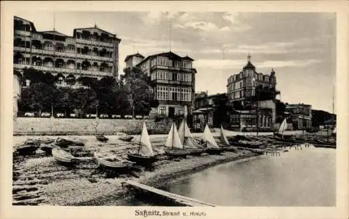 Ak Sassnitz auf Rügen, Strandpartie, Hotels