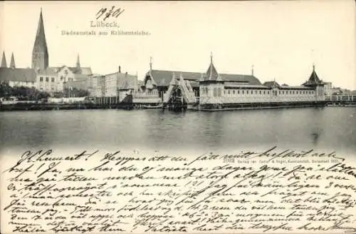 Ak Lübeck in Schleswig Holstein, Badeanstalt am Krähenteich