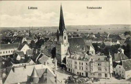 Ak Lützen im Burgenlandkreis, Totalansicht der Stadt, Kirche