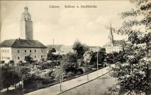 Ak Lützen im Burgenlandkreis, Schloss und Stadtkirche