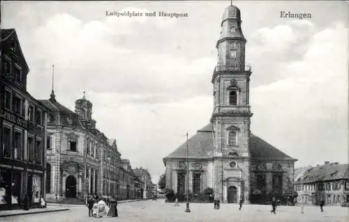 Ak Erlangen in Mittelfranken Bayern, Luitpoldplatz, Hauptpost