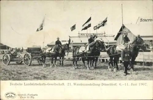 Ak Düsseldorf am Rhein, DLG Landwirtschaftsausstellung 1907, Feuerwehrgespann