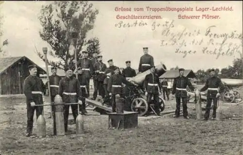 Ak Lagerlechfeld Graben Schwaben, Truppenübungsplatz Lager Lechfeld, Schwerer Mörser