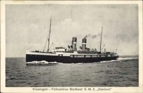 Ak Mailboot SMZ Zeeland, Vlissingen-Folkestone, Fährschiff