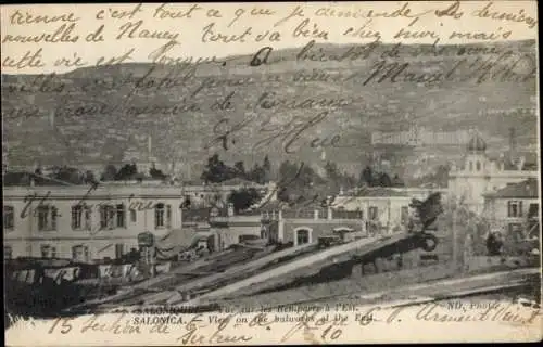 Ak Saloniki Thessaloniki Griechenland, Blick auf die Mauern im Osten