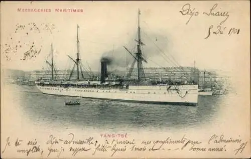 Ak Dampfer Yang-Tse, Messageries Maritimes