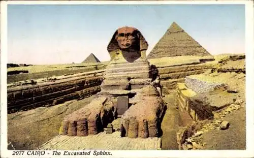 Ak Gizeh, Ägypten, Die ausgegrabene Sphinx
