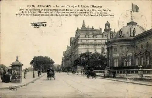 Ak Paris VIIe, Gare d’Orsay und die Ehrenlegion