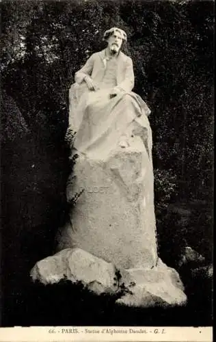 Ak Paris I Louvre, Statue von Alphonse Daudet