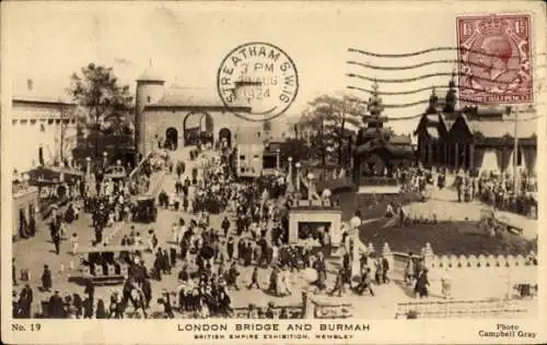 Ak Wembley London England, British Empire Exhibition, London Bridge und Burmah