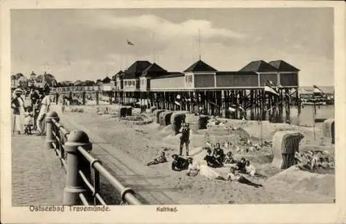 Ak Ostseebad Travemünde Lübeck, Kaltbad, Strand