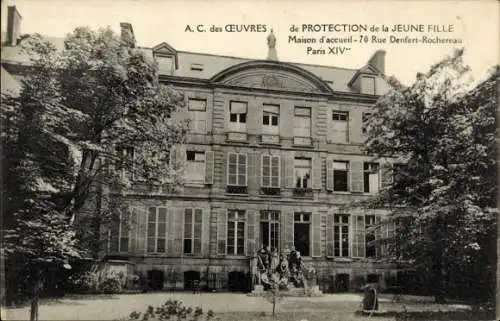 Ak-Observatorium Paris XIV, Place Denfert-Rochereau, Schutz des jungen Mädchens