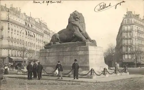 Ak-Observatorium Paris XIV, Place Denfert-Rochereau, Lion de Belfort