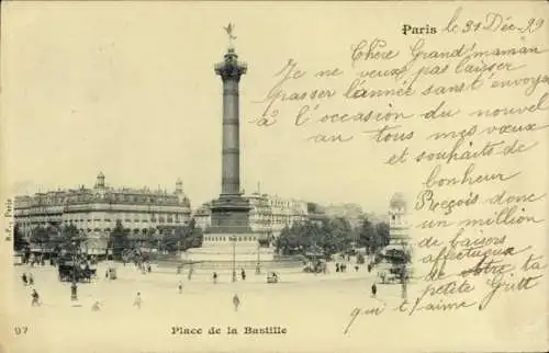Ak Paris IV, Place de la Bastille